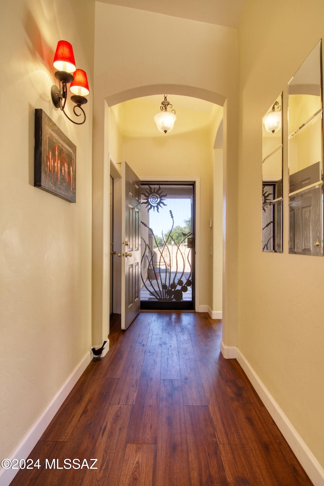 interior space featuring dark wood-type flooring