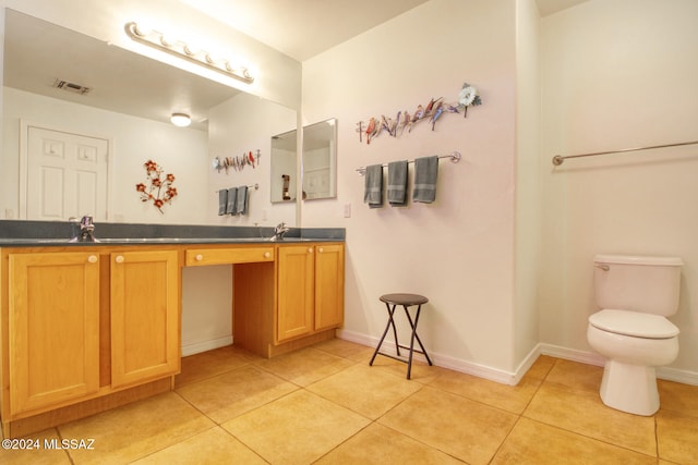 bathroom with tile patterned flooring, vanity, and toilet