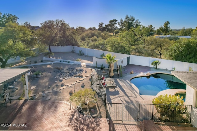 view of swimming pool featuring a patio