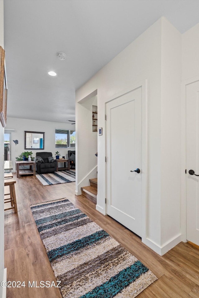 foyer with hardwood / wood-style flooring