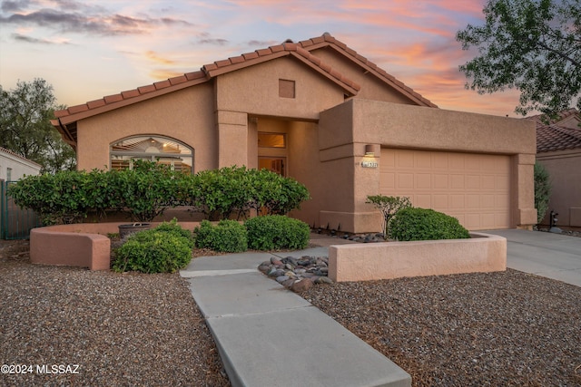 view of front of property with a garage