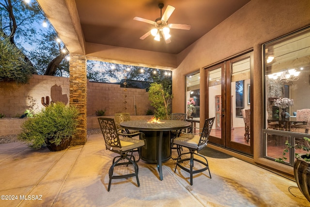 view of patio / terrace featuring ceiling fan