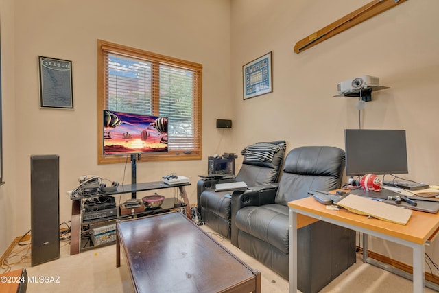 office featuring light colored carpet