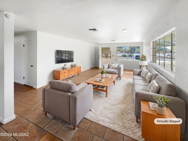 view of tiled living room