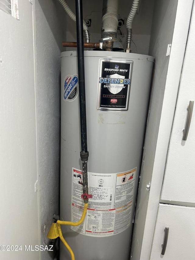 utility room featuring water heater