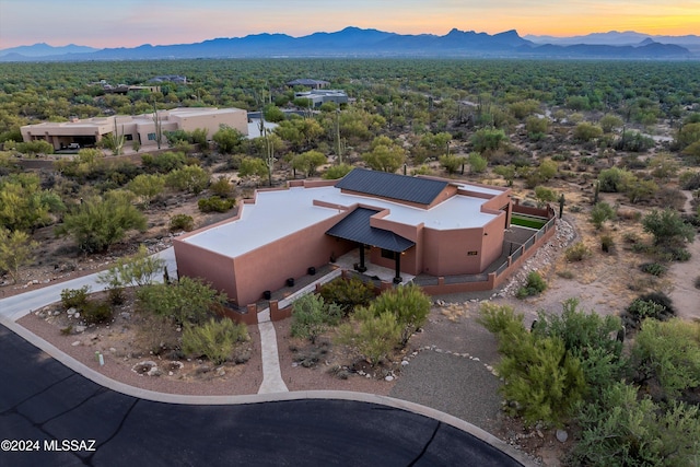 drone / aerial view with a mountain view