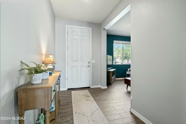 foyer featuring dark hardwood / wood-style flooring