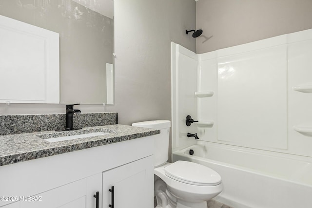 full bathroom featuring vanity, toilet, and shower / bathing tub combination