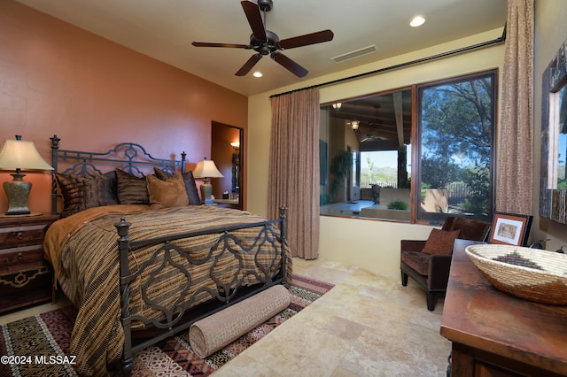 bedroom featuring ceiling fan