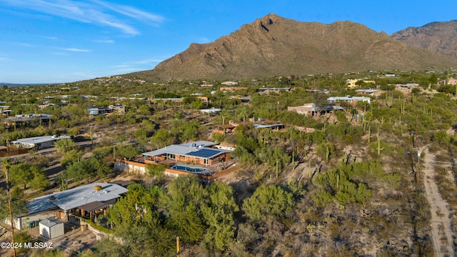 aerial view with a mountain view