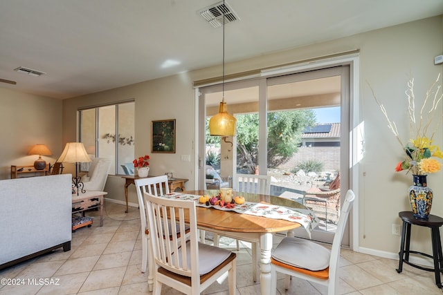 view of tiled dining area