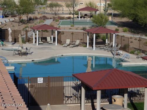 view of pool with a gazebo and a patio area