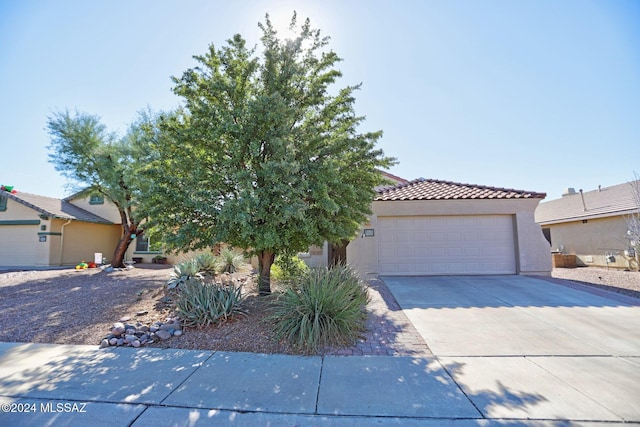 view of front of property with a garage