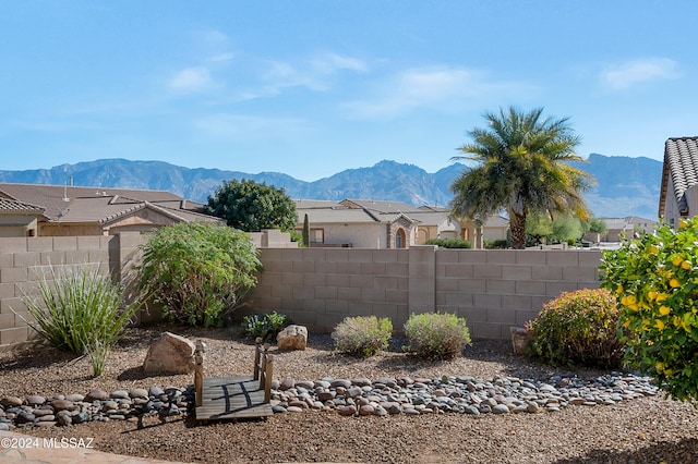 view of yard featuring a mountain view