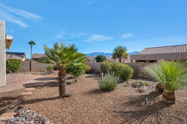 view of yard with a mountain view