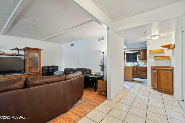 view of tiled living room