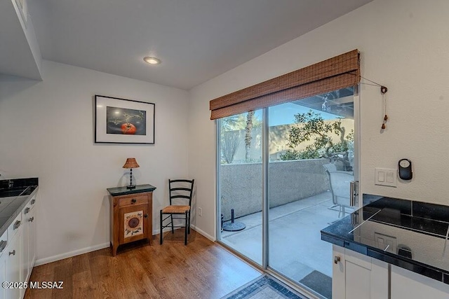 doorway with light hardwood / wood-style floors