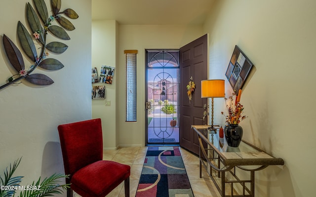 foyer with light tile patterned flooring