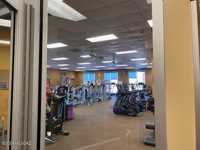 5860 S Painted Canyon Dr, Green Valley, AZ 85622 - workout area featuring a paneled ceiling