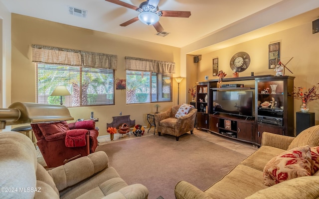 5860 S Painted Canyon Dr, Green Valley, AZ 85622 - living room with a ceiling fan and carpet flooring