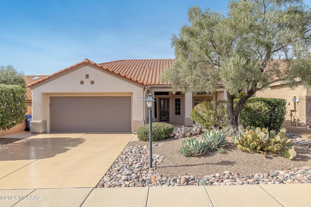 view of front of property with a garage