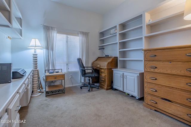 view of carpeted office space