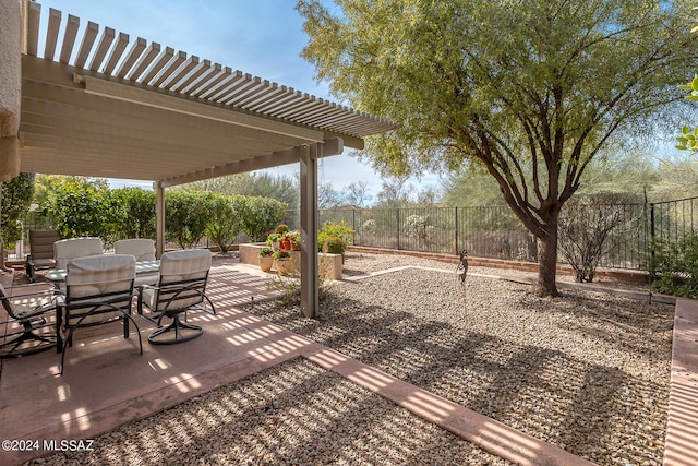 view of patio featuring a pergola