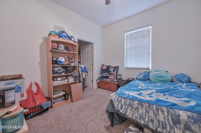 bedroom with carpet and ceiling fan
