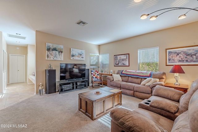 view of tiled living room