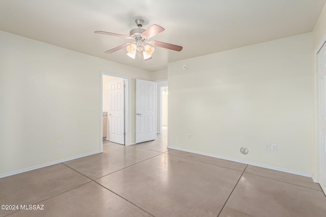 unfurnished bedroom with ceiling fan