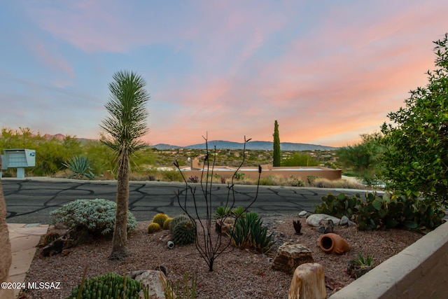 exterior space featuring a mountain view