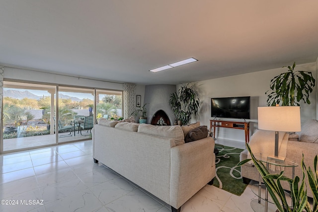 living room with a mountain view