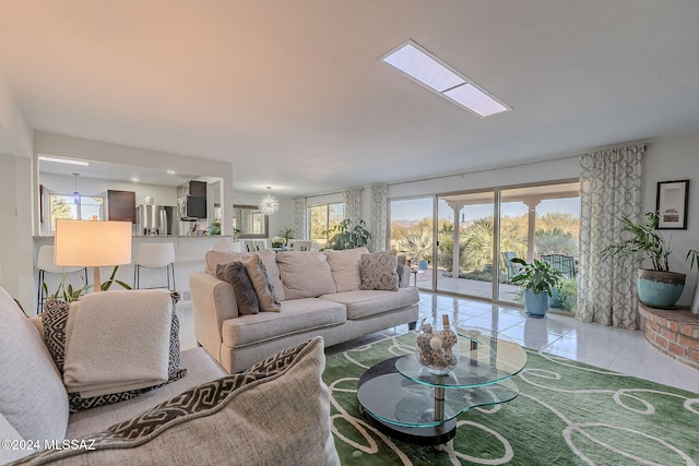 view of tiled living room