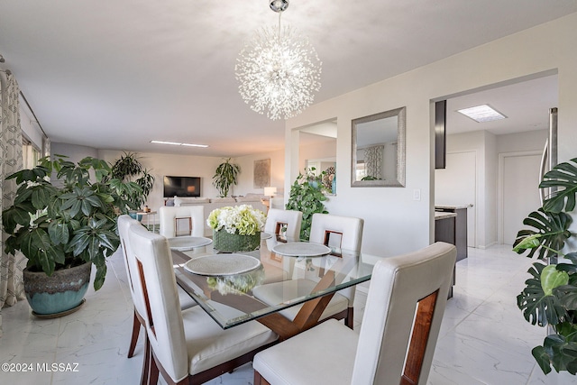 dining room with an inviting chandelier