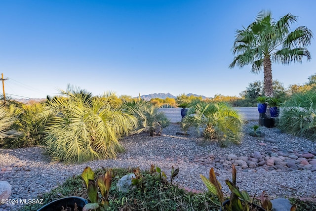 view of yard with a mountain view