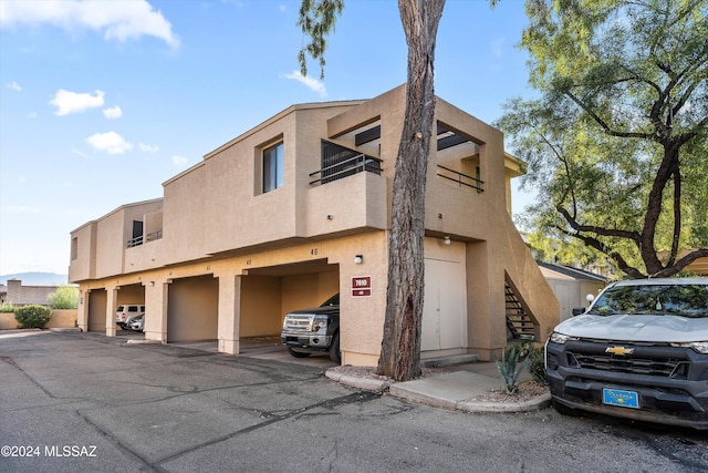 exterior space featuring a garage