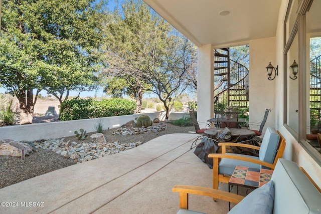 206 Circulo Veranera, Tubac, AZ 85646 - view of patio / terrace featuring stairway