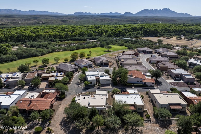 drone / aerial view featuring a mountain view