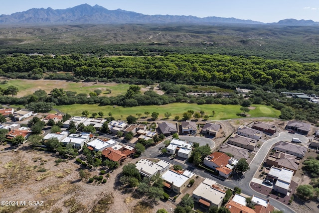 drone / aerial view featuring a mountain view