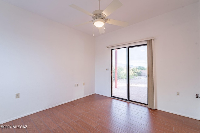 empty room featuring ceiling fan and wood-type flooring