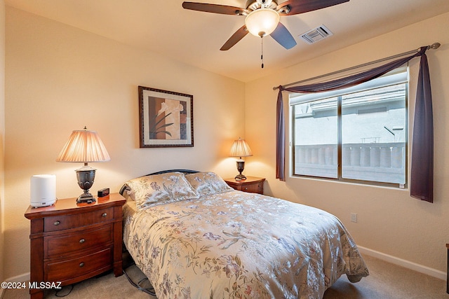 bedroom with carpet and ceiling fan