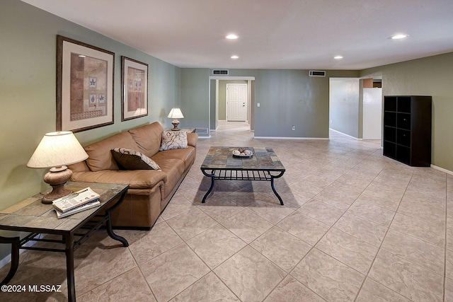 view of tiled living room