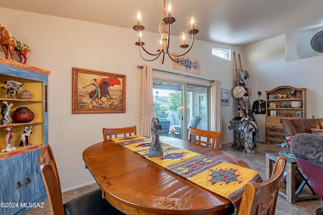 dining area with a wealth of natural light and an inviting chandelier