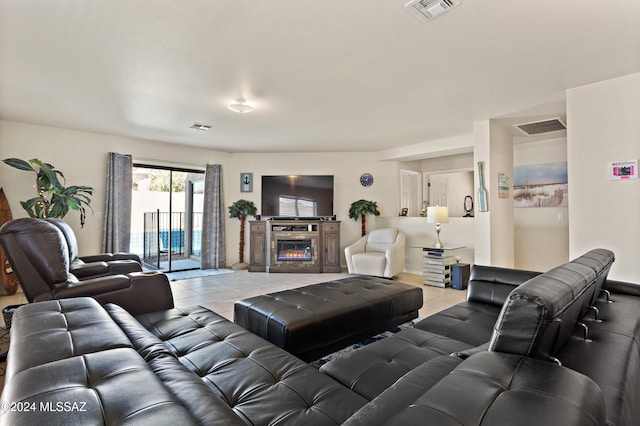 view of tiled living room