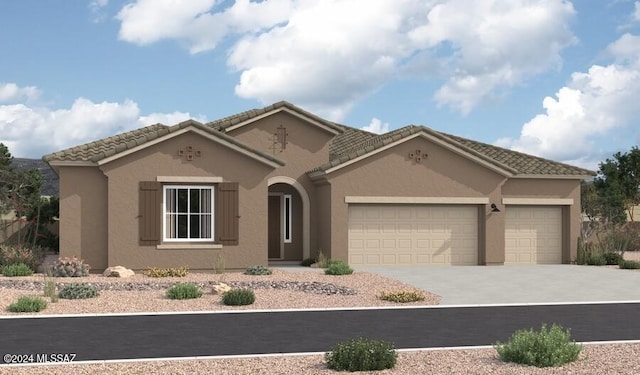 view of front facade featuring a garage