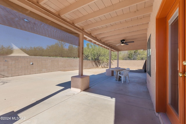 view of patio / terrace with ceiling fan