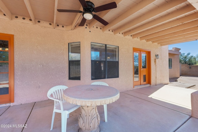 view of patio / terrace featuring ceiling fan