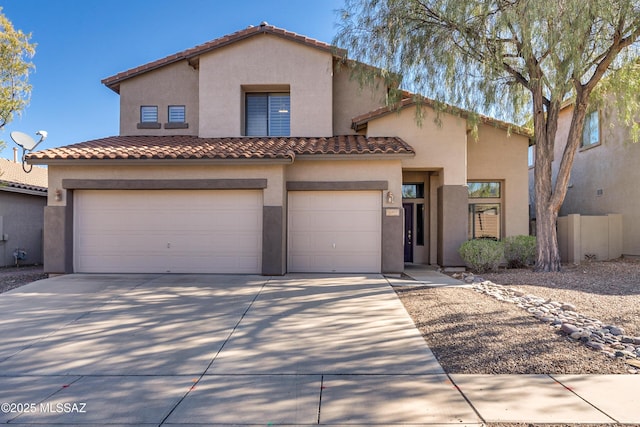 mediterranean / spanish-style home featuring a garage