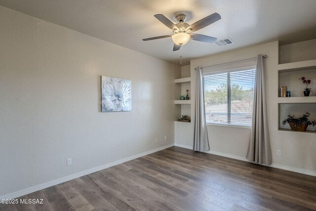 unfurnished bedroom featuring wood-type flooring, a closet, and ceiling fan