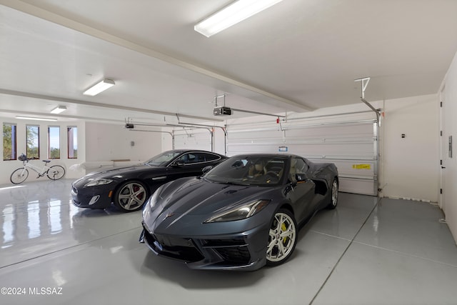 garage with a garage door opener